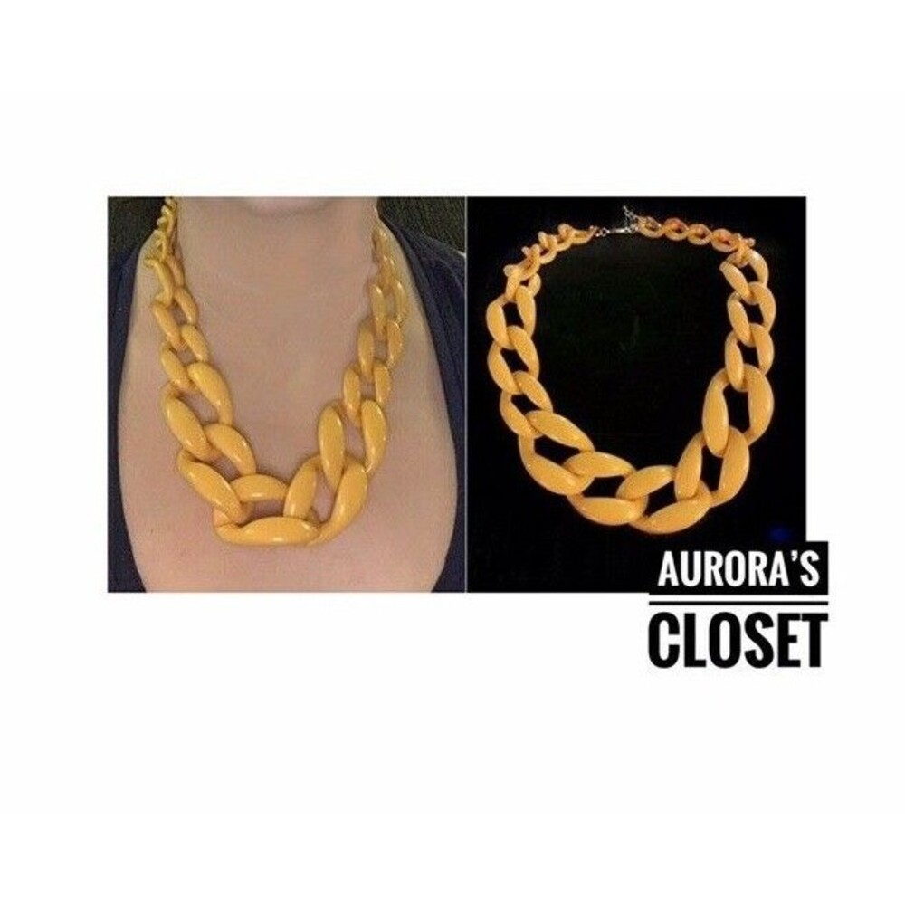Vintage Mustard Yellow Acrylic Choker Chunky Chain